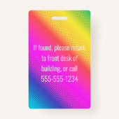 Afbeelding ID Bright Neon Moderne Rainbow Business Badge (Achterkant)