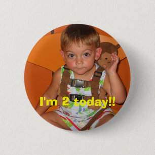 Afbeelding, ik ben 2 vandaag!! ronde button 5,7 cm