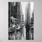 Afbeelding in de regen zwart-wit - kunst poster (Voorkant)