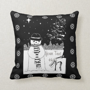 afbeelding met een schattig snowman op kerst kussen