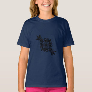 Afbeelding met een zwart sierlijk plant marineblau t-shirt