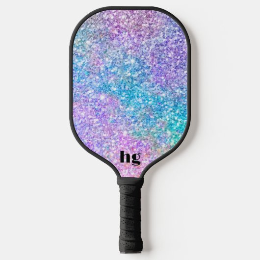 Afbeelding met meerkleurige glittertextuur pickleball paddle (Voorkant)