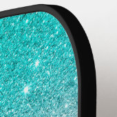 Afbeelding met roze en turquoise glitter textuur pickleball paddle (Links Detail)