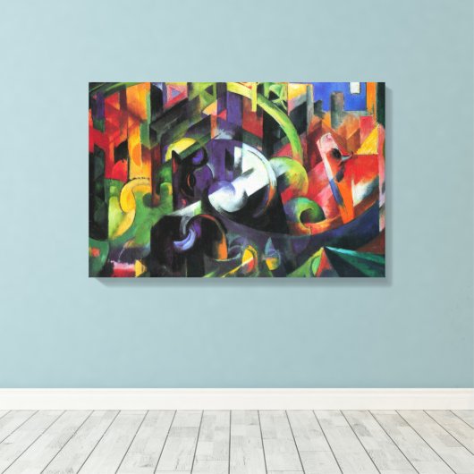 Afbeelding met vee van Franz Marc, kunst Canvas Afdruk (Insitu (Houten vloer))