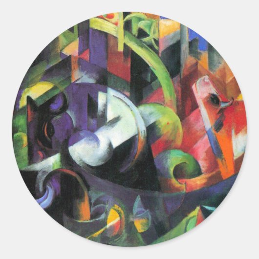 Afbeelding met vee van Franz Marc, kunst Ronde Sticker (Voorkant)