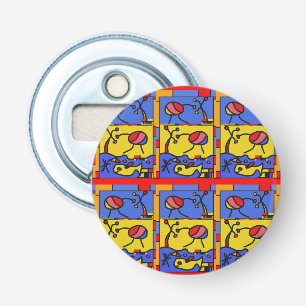 Afbeelding met vis moderne kunst button flesopener