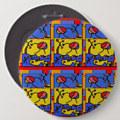 Afbeelding met vis moderne kunst ronde button 6,0 cm (Voorkant /achterkant)