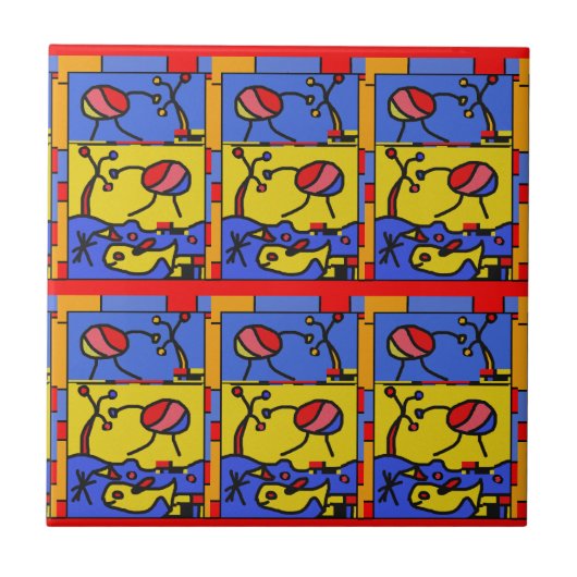 Afbeelding met vis moderne kunst tegeltje (Voorkant)