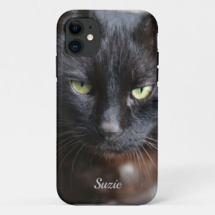 Afbeelding met zwarte kat met Motivatie iPhone 11 Hoesje