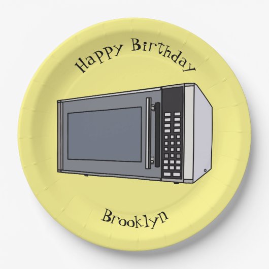 Afbeelding microgolf cartoon papieren bordje (Voorkant)