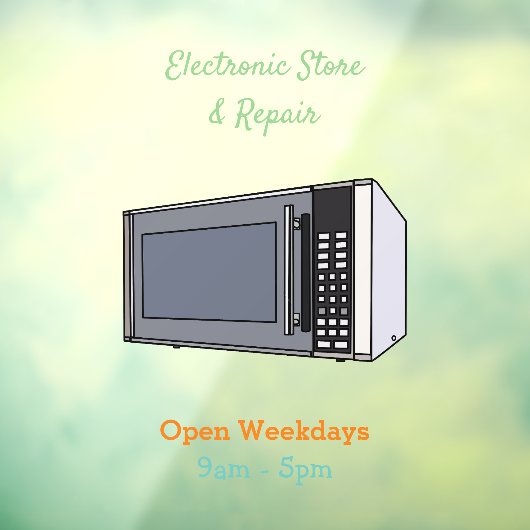 Afbeelding microgolf cartoon raamsticker (Vel 3)