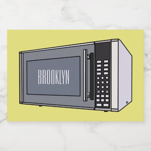 Afbeelding microgolf cartoon voedselcontainer etiket (Enkel label)