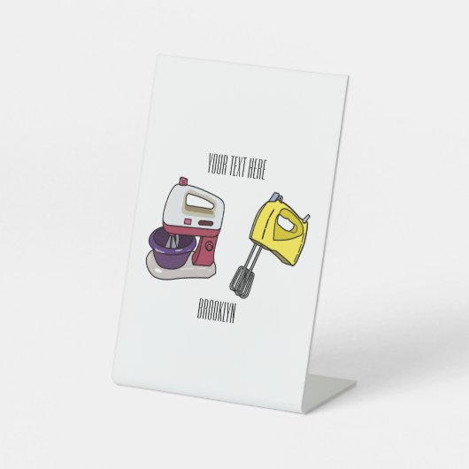 Afbeelding mixer cartoon reclamebord met voetstuk (Voorkant)