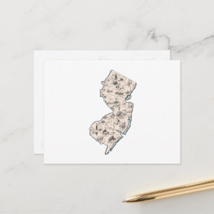 Afbeelding New Jersey - Antiek overzicht Briefkaart