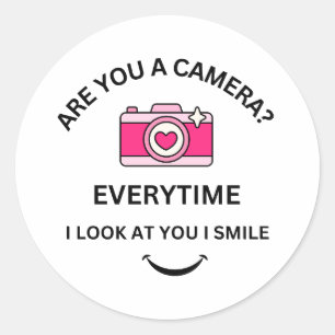 Afbeelding Perfect Love Pink Camera Valentijns Ronde Sticker
