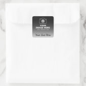 Afbeelding plus tekst vierkante sticker (Tas)