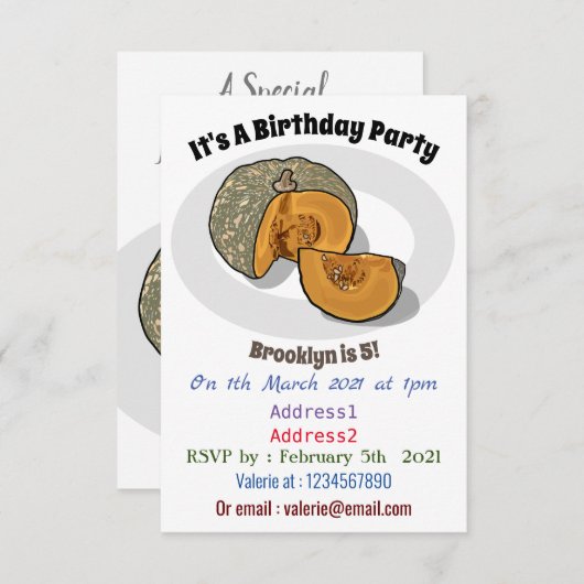 Afbeelding pompoencartoon kaart (Voorkant / Achterkant)