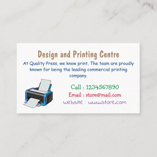 Afbeelding printercartoon visitekaartje (Voorkant)