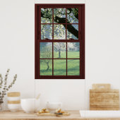 Afbeelding raam landschap - Cherry Blossom. Poster (Keuken)