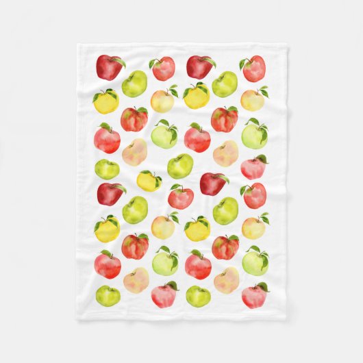 Afbeelding rode groene appel waterverf herfst fleece deken (Voorkant)