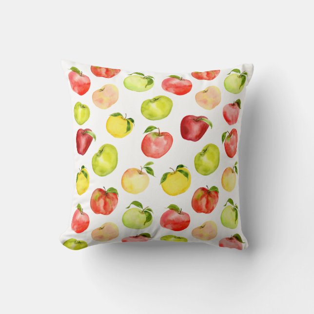 Afbeelding rode groene appel waterverf herfst kussen (Voorkant)