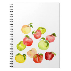 Afbeelding rode groene appel waterverf herfst notitieboek