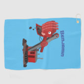 Afbeelding rode stoomschotel cartoon golfhanddoek (Horizontaal)