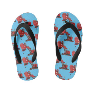 Afbeelding rode stoomschotel cartoon kinder teenslippers
