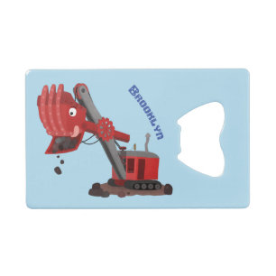 Afbeelding rode stoomschotel cartoon kredietkaart flessenopener