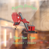 Afbeelding rode stoomschotel cartoon raamsticker (Vel 2)