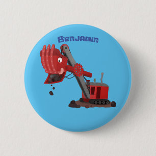 Afbeelding rode stoomschotel cartoon ronde button 5,7 cm