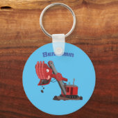 Afbeelding rode stoomschotel cartoon sleutelhanger (Voorkant)