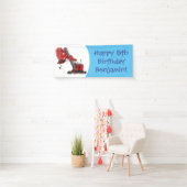 Afbeelding rode stoomschotel cartoon spandoek (Insitu)