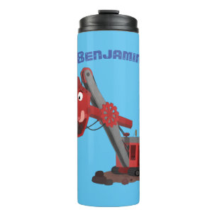 Afbeelding rode stoomschotel cartoon thermosbeker