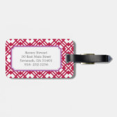 Afbeelding rood abstract geometrisch monogram bagagelabel (Achterkant horizontaal)