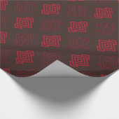 Afbeelding rood abstract geometrisch monogram cadeaupapier (Hoek)