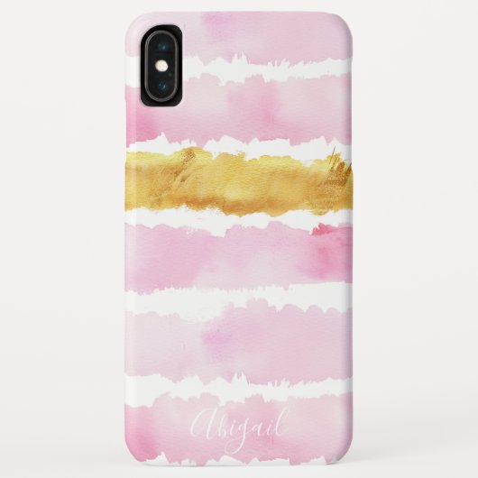 Afbeelding roze en goudkleurige Waterverf monogram Case-Mate iPhone Case (Achterkant)