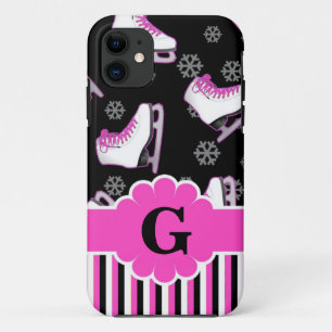 Afbeelding roze en zwart, aangepast monogram iPhone 11 hoesje