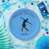Afbeelding Schaatsen Blue Sparkle Paper Borden w / Papieren Bordje (Feest)