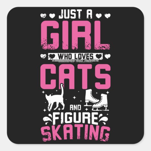 Afbeelding schaatsen en katten vierkante sticker (Voorkant)