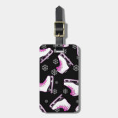 Afbeelding schaatsen - Ice Schaatsen Black en Roze Bagagelabel (Voorkant verticaal)