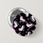 Afbeelding schaatsen - Ice Schaatsen Black en Roze Ronde Button 5,7 Cm (Voorkant /achterkant)