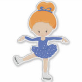 Afbeelding schaatsen, ijsschaatsen, Oranje haar Sticker (Voorkant)