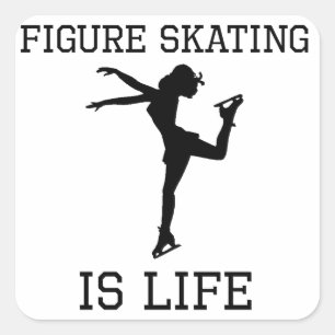 Afbeelding schaatsen is leven vierkante sticker