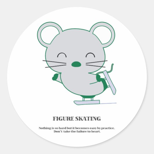 Afbeelding schaatsen ronde sticker (Voorkant)