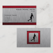 Afbeelding schaatsen; Rood metaal Visitekaartje (Voorkant / Achterkant)