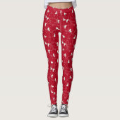 Afbeelding Schaatsen schaatsen op helder rood Leggings (Voorkant)