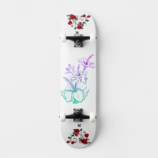 Afbeelding schattige Fantasy Flowers Skateboard (Voorkant)