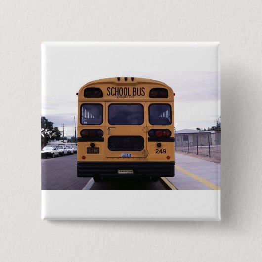 Afbeelding schoolbus vierkante button 5,1 cm (Voorkant)