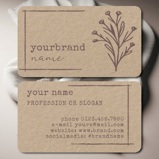 Afbeelding Sjabloon Rustieke Bloemen Kraft papier Visitekaartje